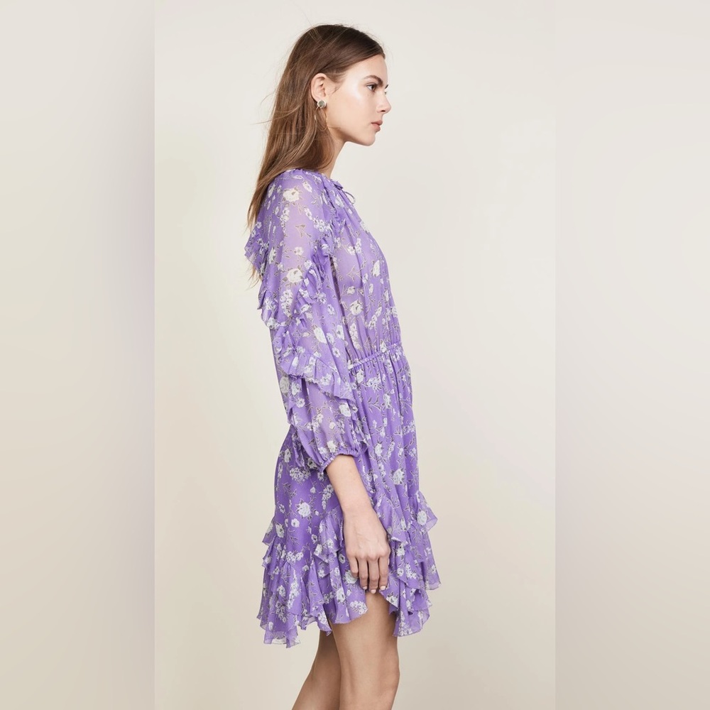Ulla Johnson Lavender Floral Ruffled Mini Dress - Picture 6 of 9